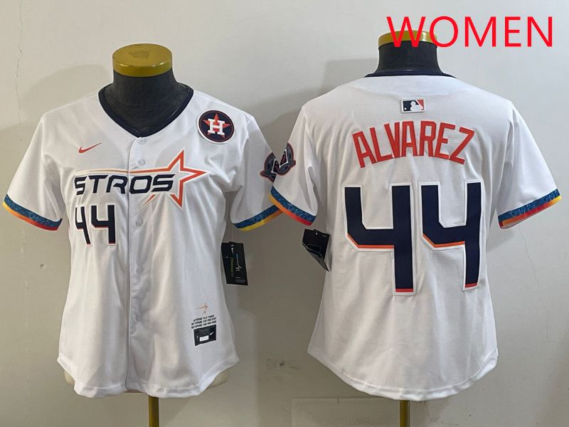 Women Houston Astros #44 Alvarez White Fourth generation Joint Name 2025 Nike MLB Jersey style 3->women mlb jersey->Women Jersey